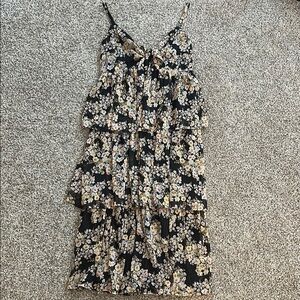 LC Lauren Conrad Black and White Ruffled Midi Sundress